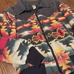 Vintage Western Aztec Bomber Jacket Santa Fe Men's M  E.M.I. Made in USA